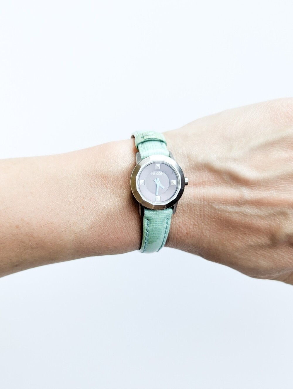 Nixon Wrist Rocket The Mini B Analog Leather Watch - Mint Green - Picture 1 of 14